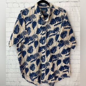 Vintage 1990’s Chaps Ralph Lauren Monstera Floral size XL beige & blue